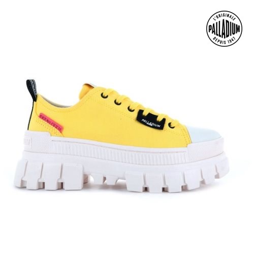 Palladium Revolt LO TX Women's Platform Shoes White / Yellow | UK T207-BTW